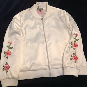 Joseph A Woman’s Embroidered Satin Bomber Jacket